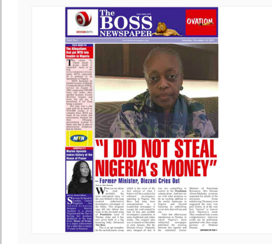 Diezani on the cover of Mr Momodu's new magazine