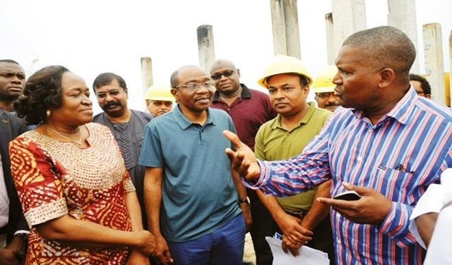 Emefiele visiting one of Dangote's businesses.