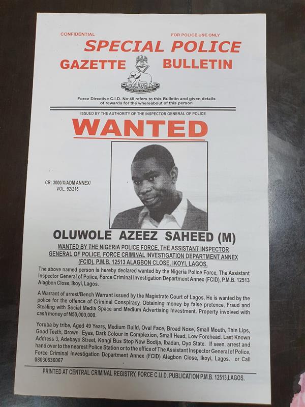 Exclusive: Nigerian Police declares Oluwole Azeez, FarmKonnect CEO wanted for Over N50 million investment fraud