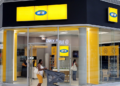 MTN storefront in a mall with people inside and outside