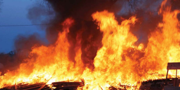 Fire outbreak in Agboju, Festac