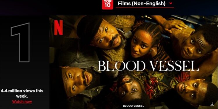 Nollywood ‘Blood Vessel’ ranks no.1 on Netflix, top 10 in 22 countries 