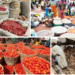 Traders displaying their staple food in a market