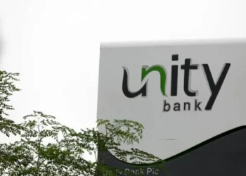 Unity Bank logo on a platter