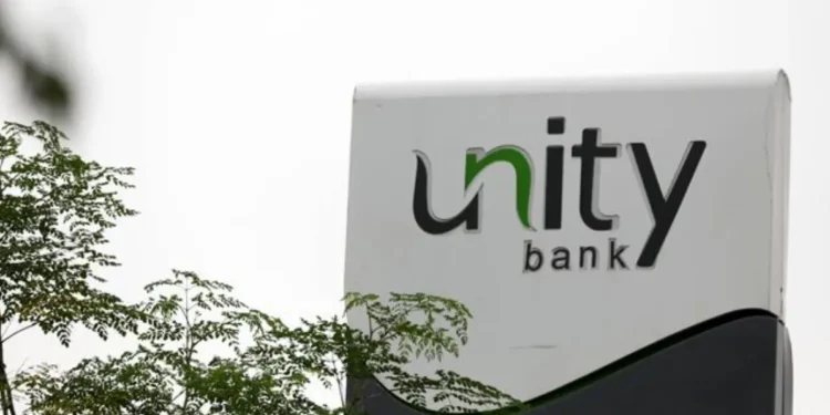 Unity Bank logo on a platter