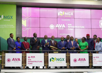 AVA Global Asset Managers Limited rings closing gong at Nigeria Exchange Group to mark the successful listing of the AVA Infrastructure Fund Series 1 Issuance 