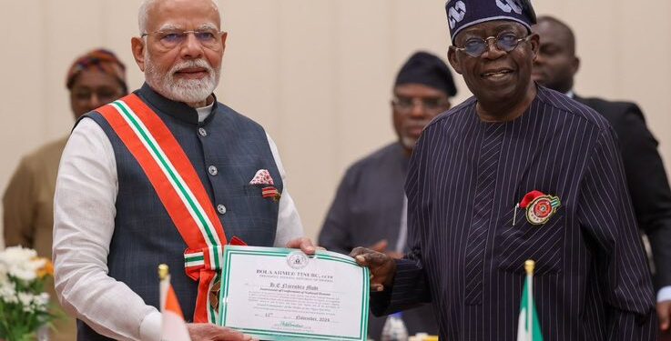 India’s Narendra Modi honoured with Nigeria’s 2nd highest National award 