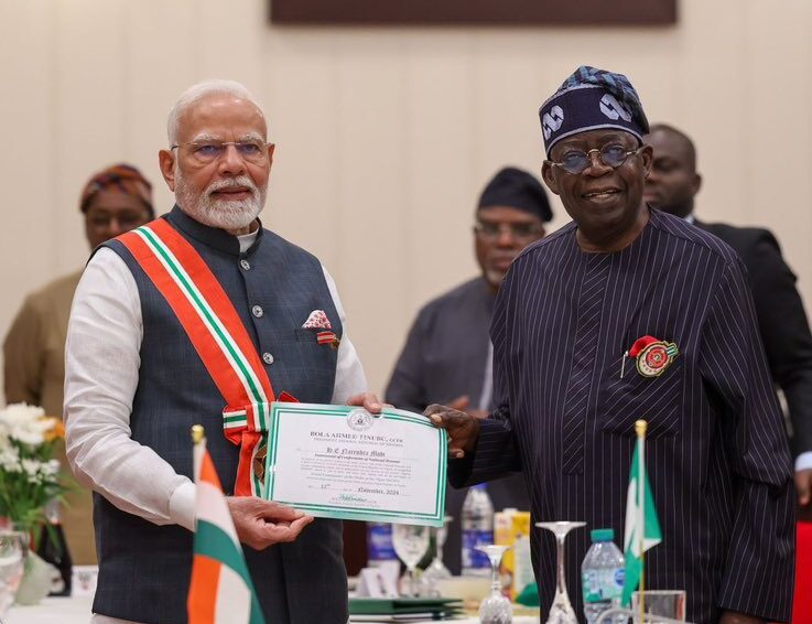 India's Narendra Modi receives Nigeria's second highest national honor