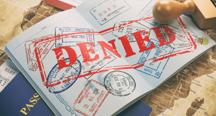 Illustration of a rejected visa document