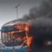 BRT bus catches fire on Third Mainland Bridge, causes major traffic delaysÂ