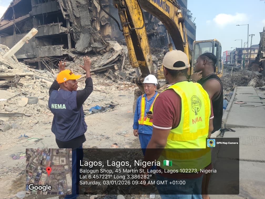NEMA mobilizes CCECC to demolish fire-damaged Great Nigeria House in Lagos 