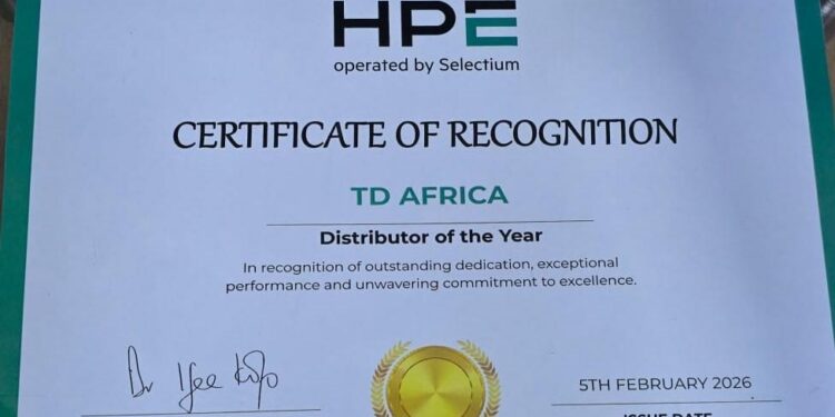 TD Africa wins “Distributor of the Year” award at HPE Partner Awards Night 