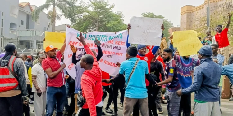 Abuja dispatch riders protest alleged multiple taxation, reject new N25,000 fee