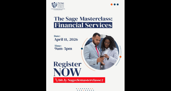 The Sage Centre to Host Finance Masterclass on April 11 | See Full Details
