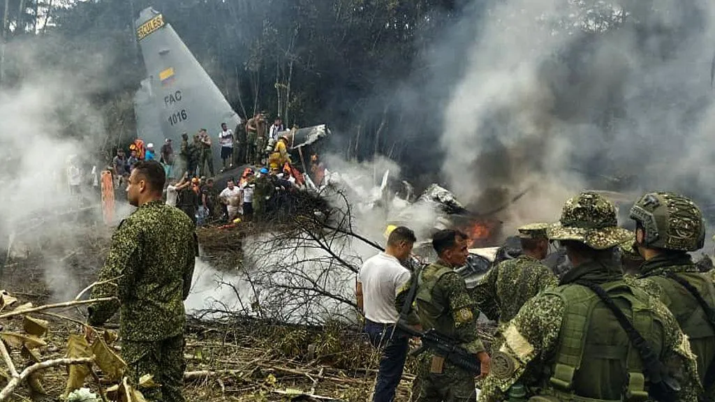 Colombia air force plane crash kills at least 66 near Puerto Leguízamo 