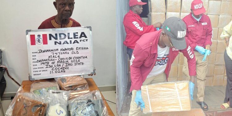 NDLEA arrests 74-year-old man with 11kg cocaine at Abuja airport