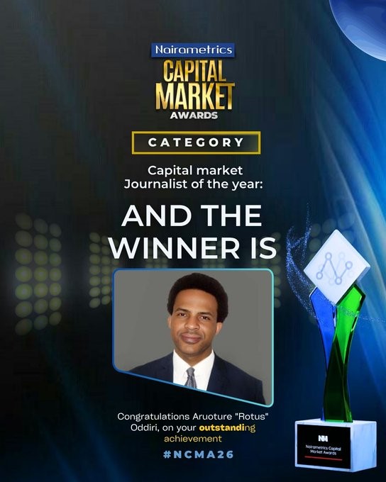Rotus Oddiri, Olumide Adesina win at 2026 Nairametrics Capital Market Awards
